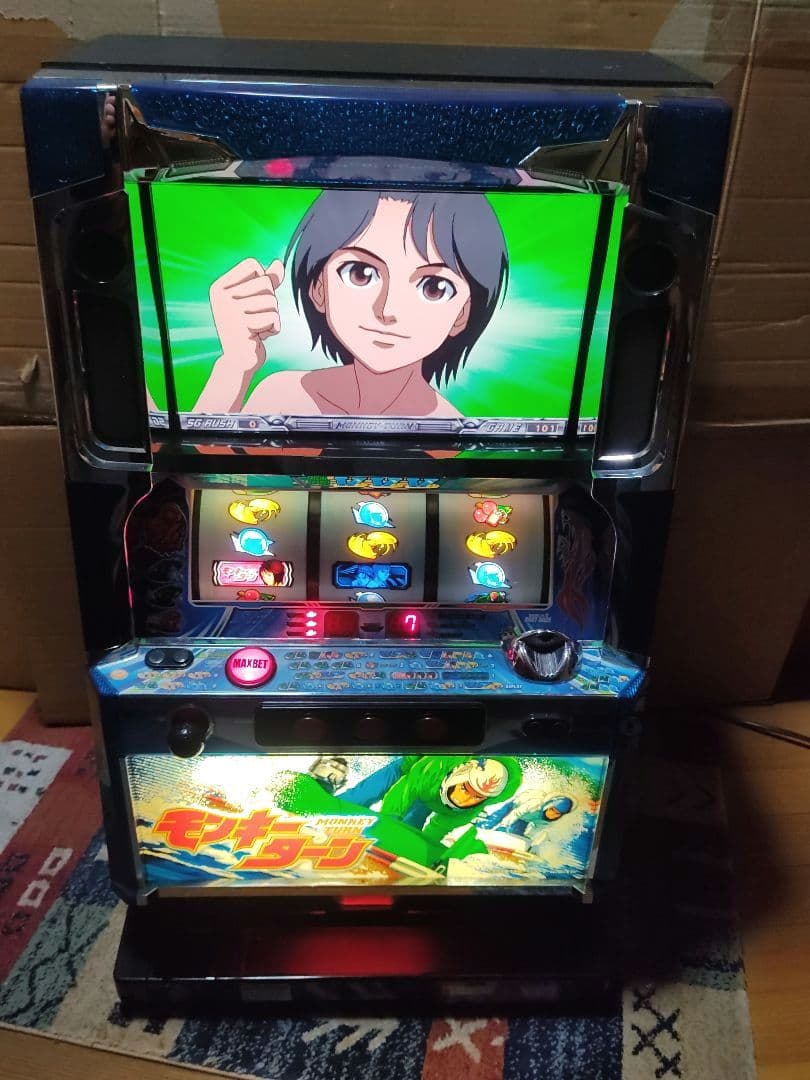 パチスロ実機 モンキーターン(初代) 不要機付き 初代モンキーターン スロット 不要機付き 青島パネル 超激レア！ 初代