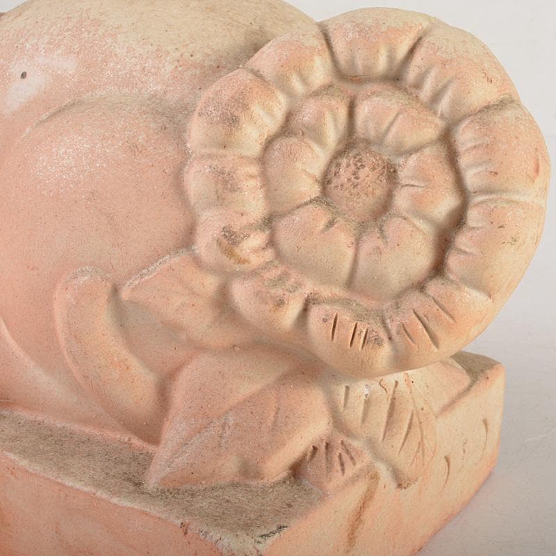 備前焼　落雁窯　古備前　白備前　猫　置物　M　R7152