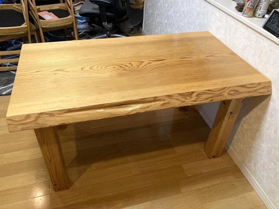 希少 ビンテージ 一枚板 ダイニングテーブル 木製 天然木 135cm 現状