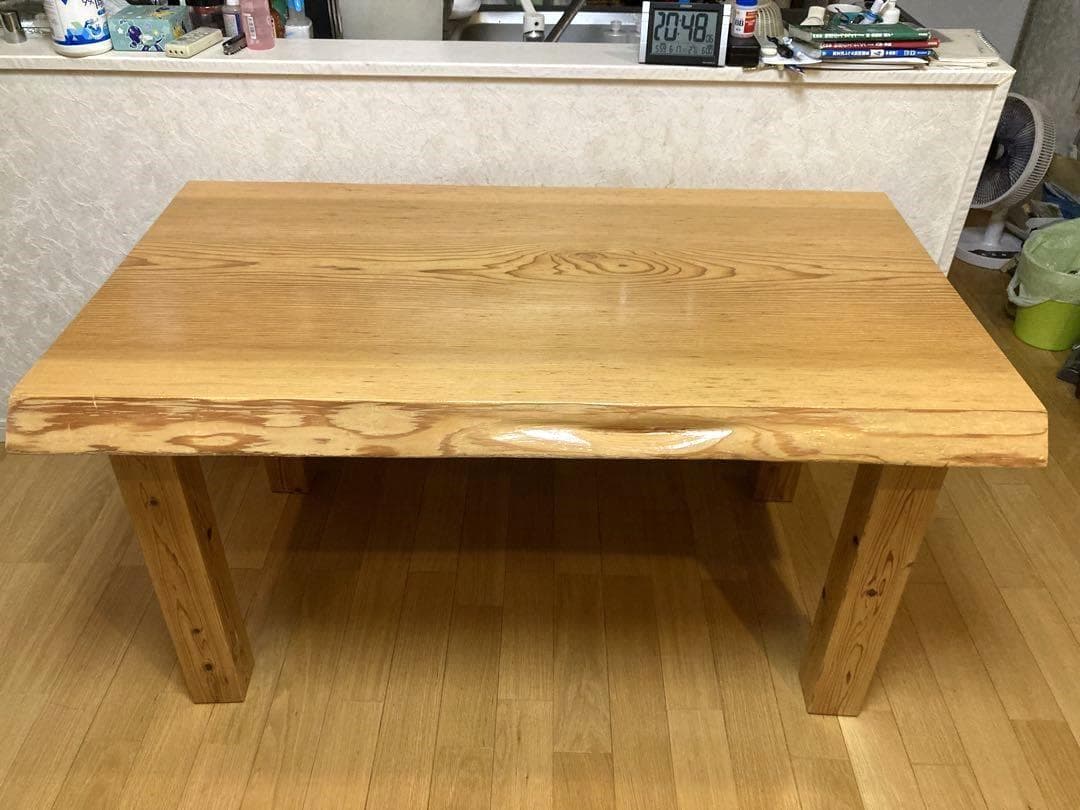 希少 ビンテージ 一枚板 ダイニングテーブル 木製 天然木 135cm 現状