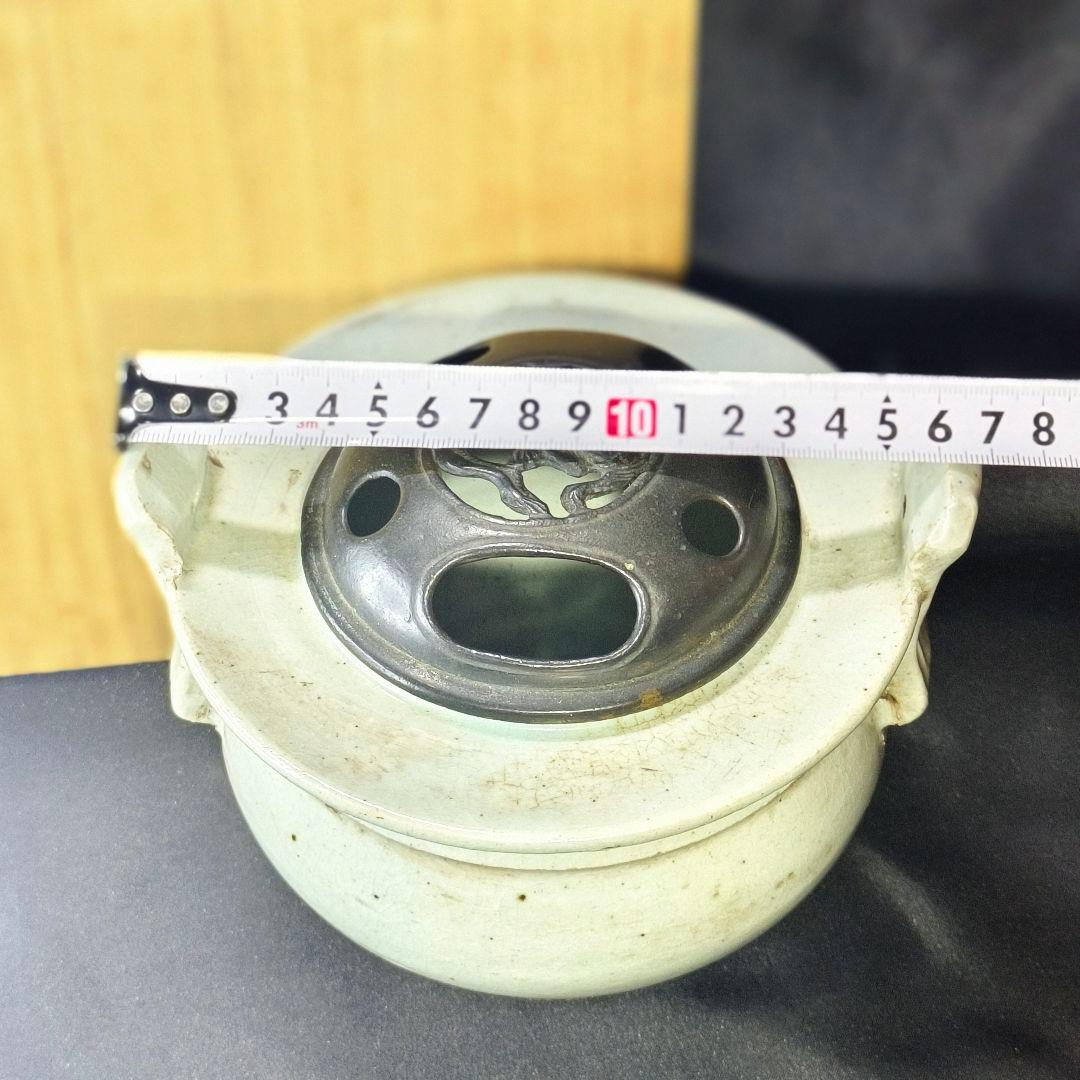 李朝骨董 古銅蓋青磁香炉 貫入入り 朝鮮王朝 古美術品 桐箱 コレクター