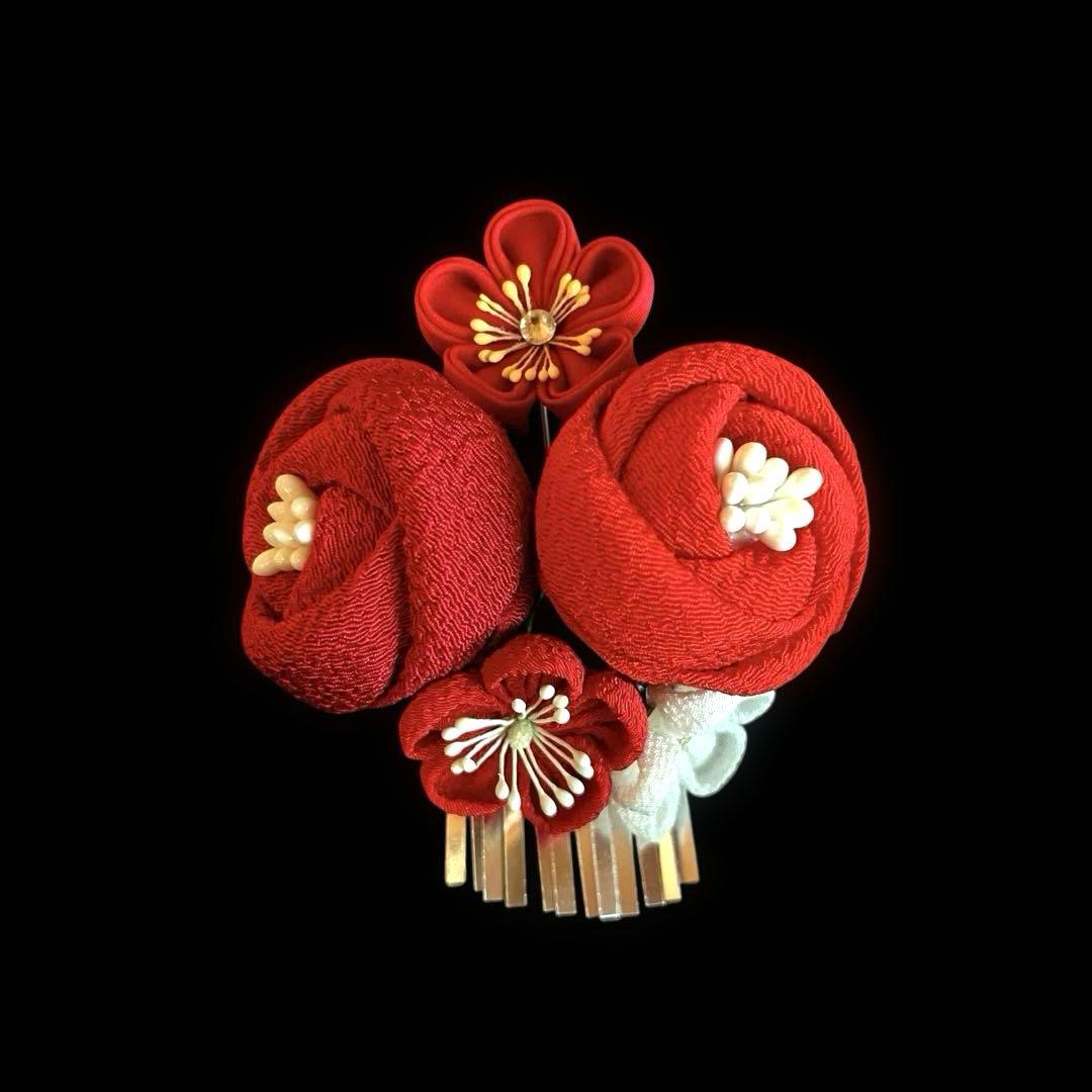 専用です。 日本髪 髪飾り 七五三(7歳) (赤 ・つばき )