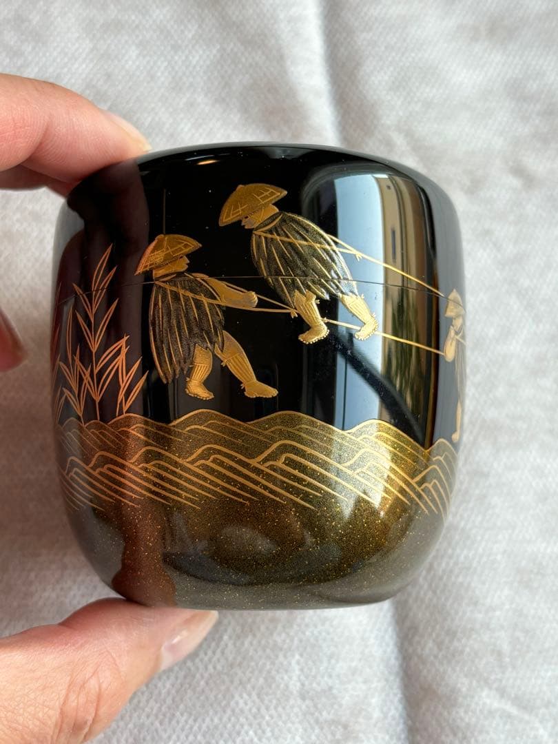 茶道具 茶入 蒔絵師 大端 稔 鶴 輪島塗 棗 灰匙 風