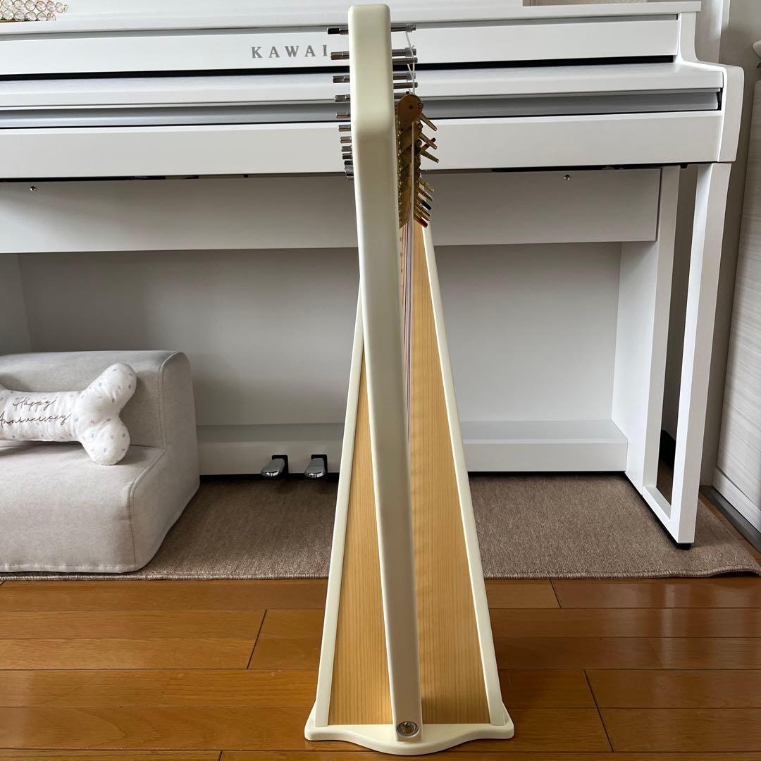 青山ハープ　サウルハープ　25S ホワイト　専用ケース付き　25弦　楽譜台も