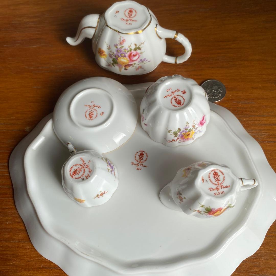 レア ロイヤルクラウンダービー ポジー ミニチュア ティーセット