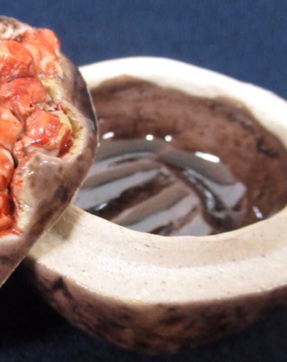 柘榴　作家物　木箱付き　香合　小さな逸品