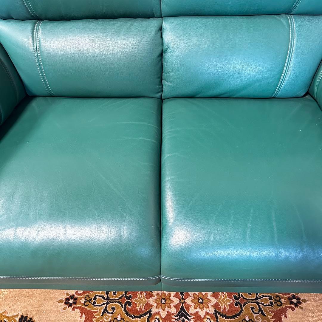 ▼꧁革素材꧂2人掛けアームソファ グリーン レザー 合成皮革 リビング
