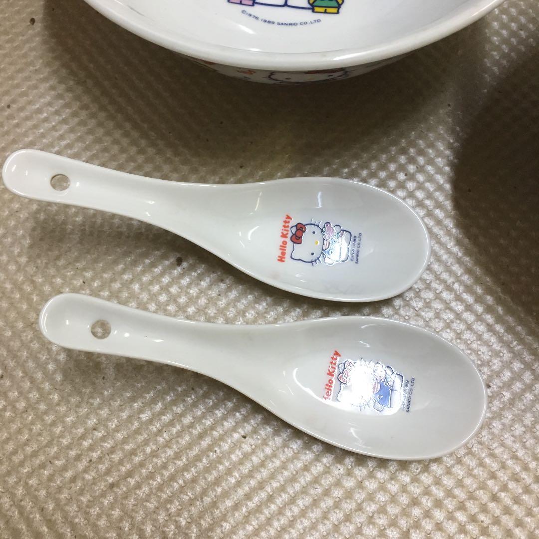 0742 ハローキティ Hello Kitty ラーメン どんぶり レンゲ 2客