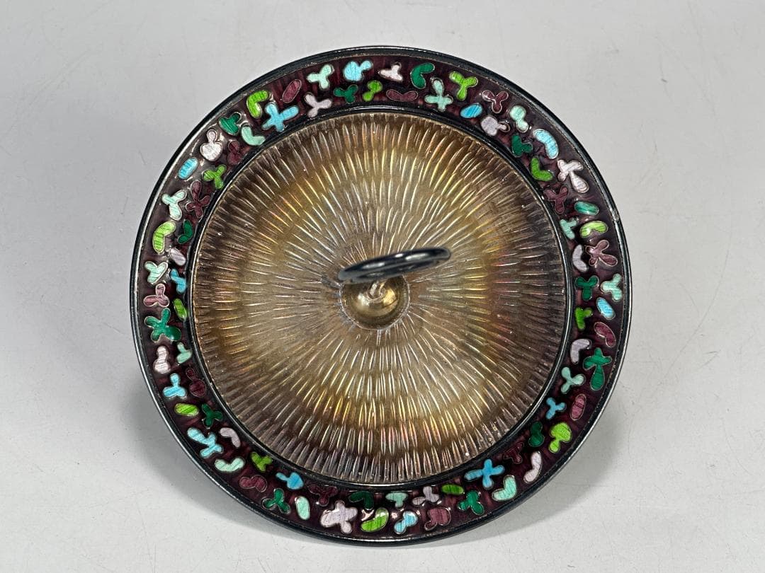 韓国美術　純銀製　刻印有　調味料入　七宝　茶器　茶道具　重さ317g