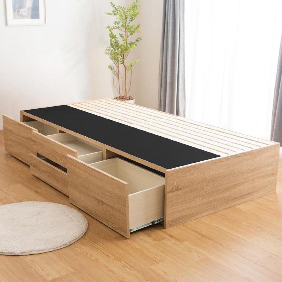 ひか⭐︎美品ニトリベッド シングルヘッドレスチェストベッドフレーム