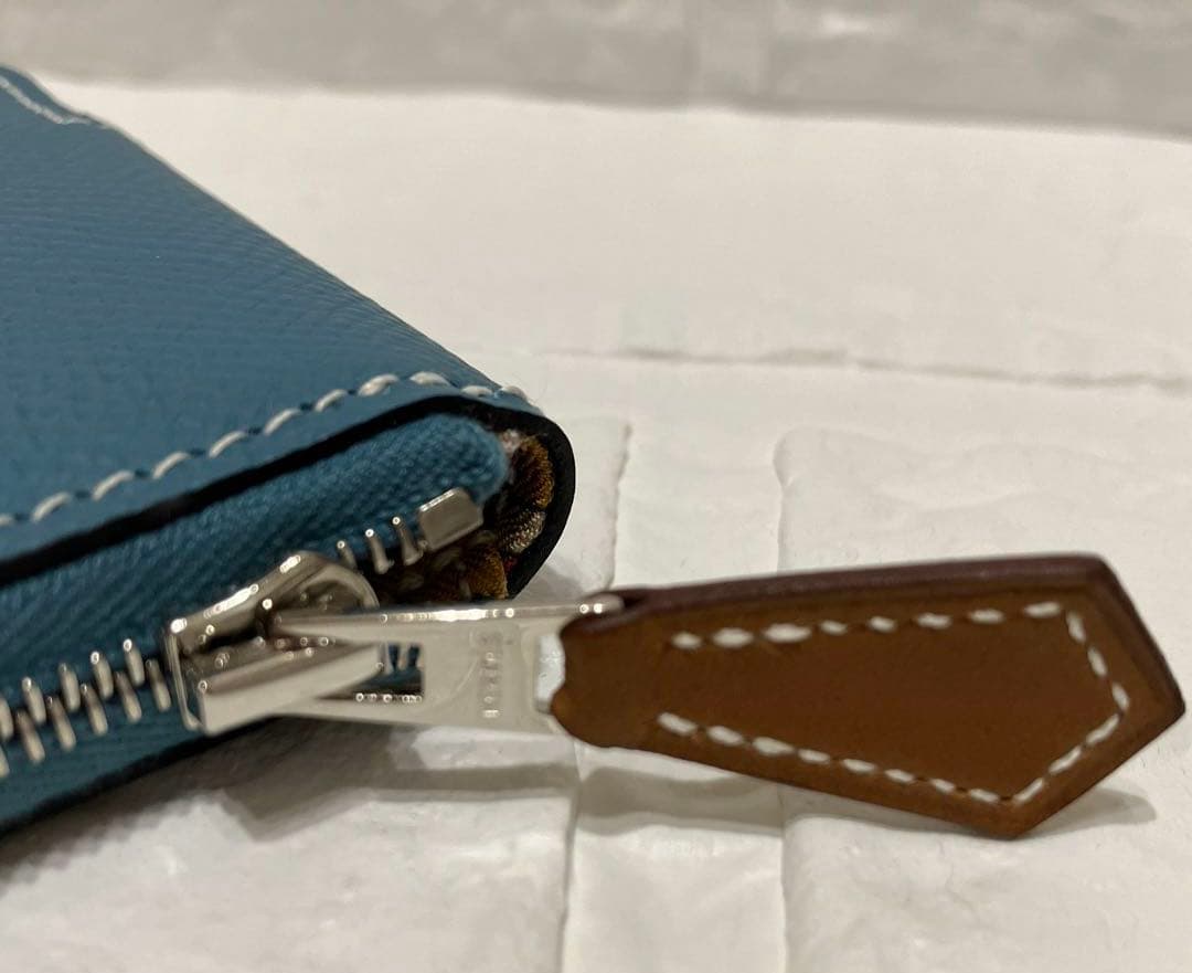 新品　HERMES アザップ　シルクインコンパクト　ケース ブルージーン