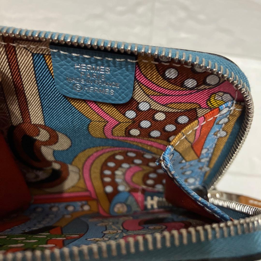 新品　HERMES アザップ　シルクインコンパクト　ケース ブルージーン