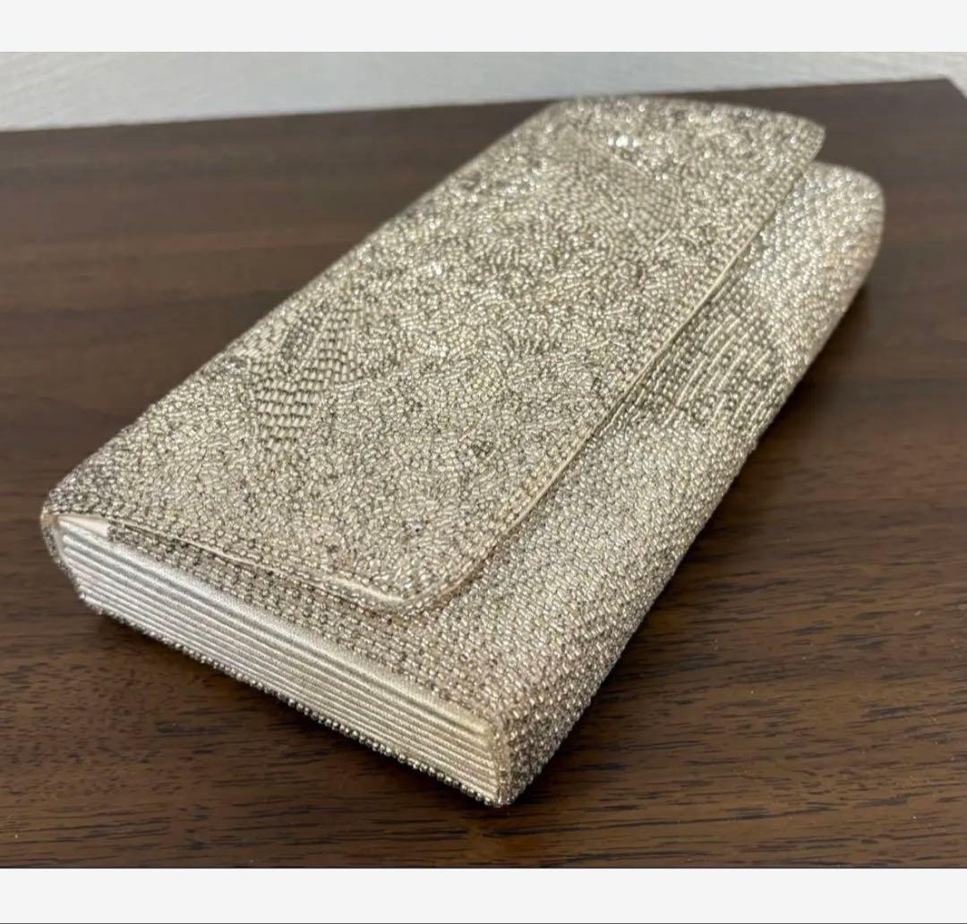 【パーティビーズ刺繍バック】　　 シルバーカラー