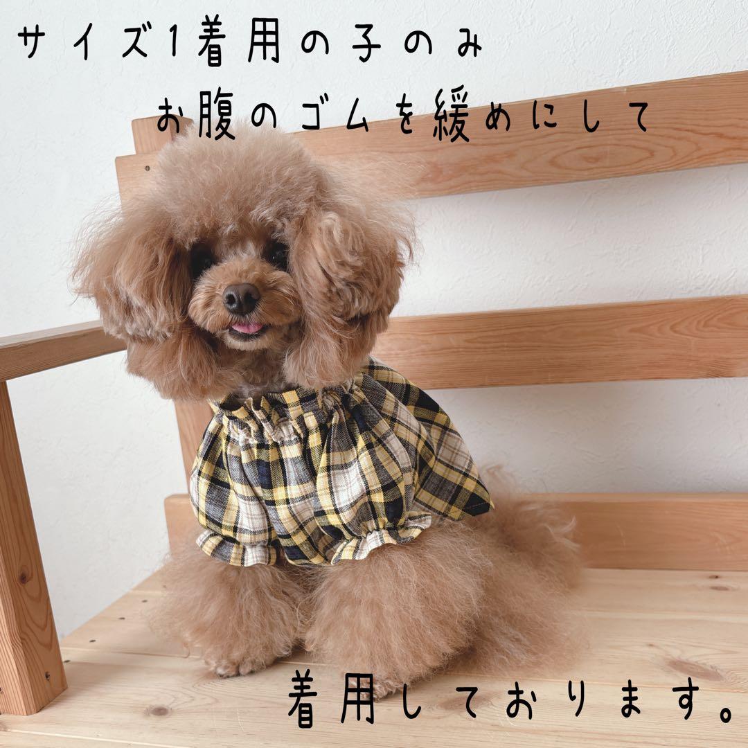 ハンドメイド 韓国生地タータンチェック 立ち襟ふんわりチュニック