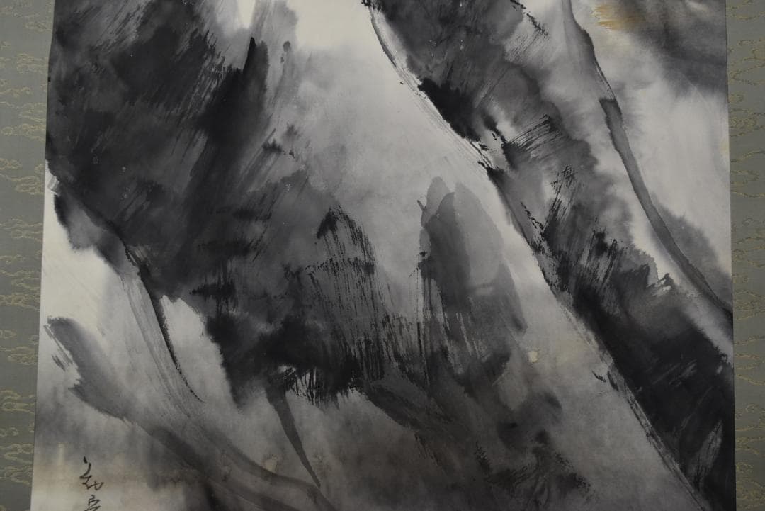 作者不詳/山岳図/春山晴日/掛軸☆宝船☆Z-691