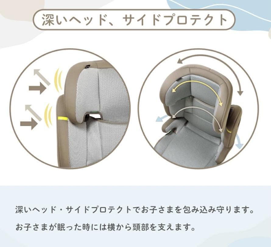 【リーマン】ハイバックジュニアライトR129 モカグレー　シートベルト固定