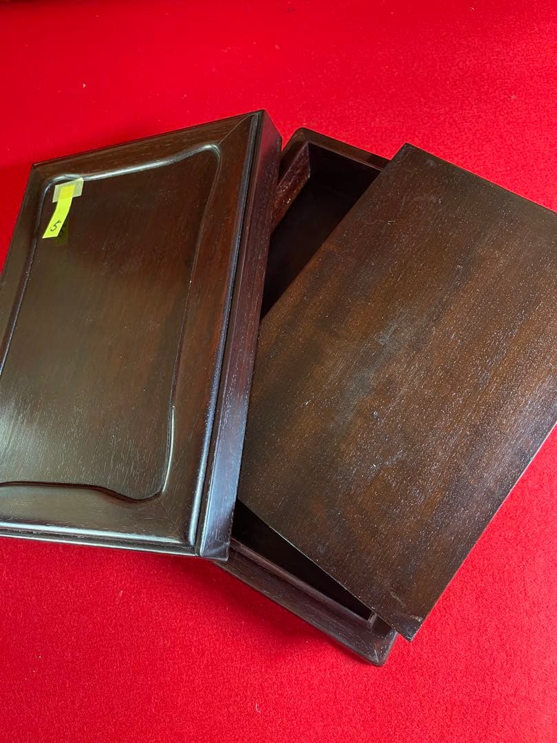 墨研】古玩 硯箱⑤◇紫檀長方硯箱◇時代物◇文房四宝 文人趣味