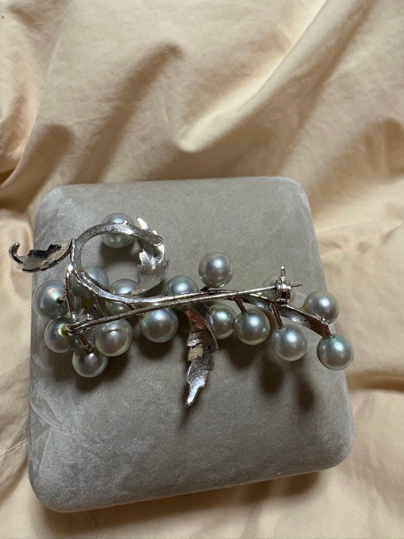 ぶどうモチーフ あこや真珠 ブローチ STERLING刻印 フォーマルの通販は