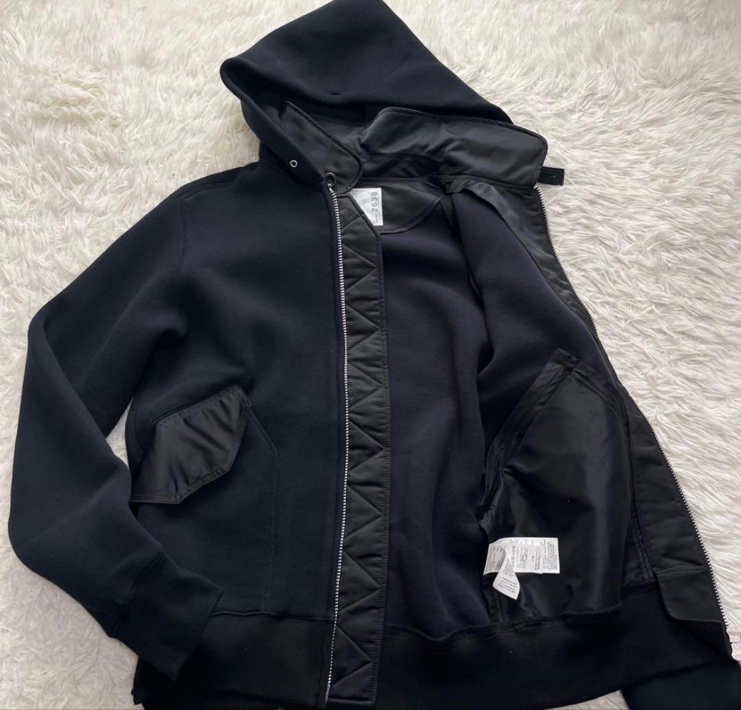 sacai ナイロンツイル　ドッキングパーカー サイズ3 黒