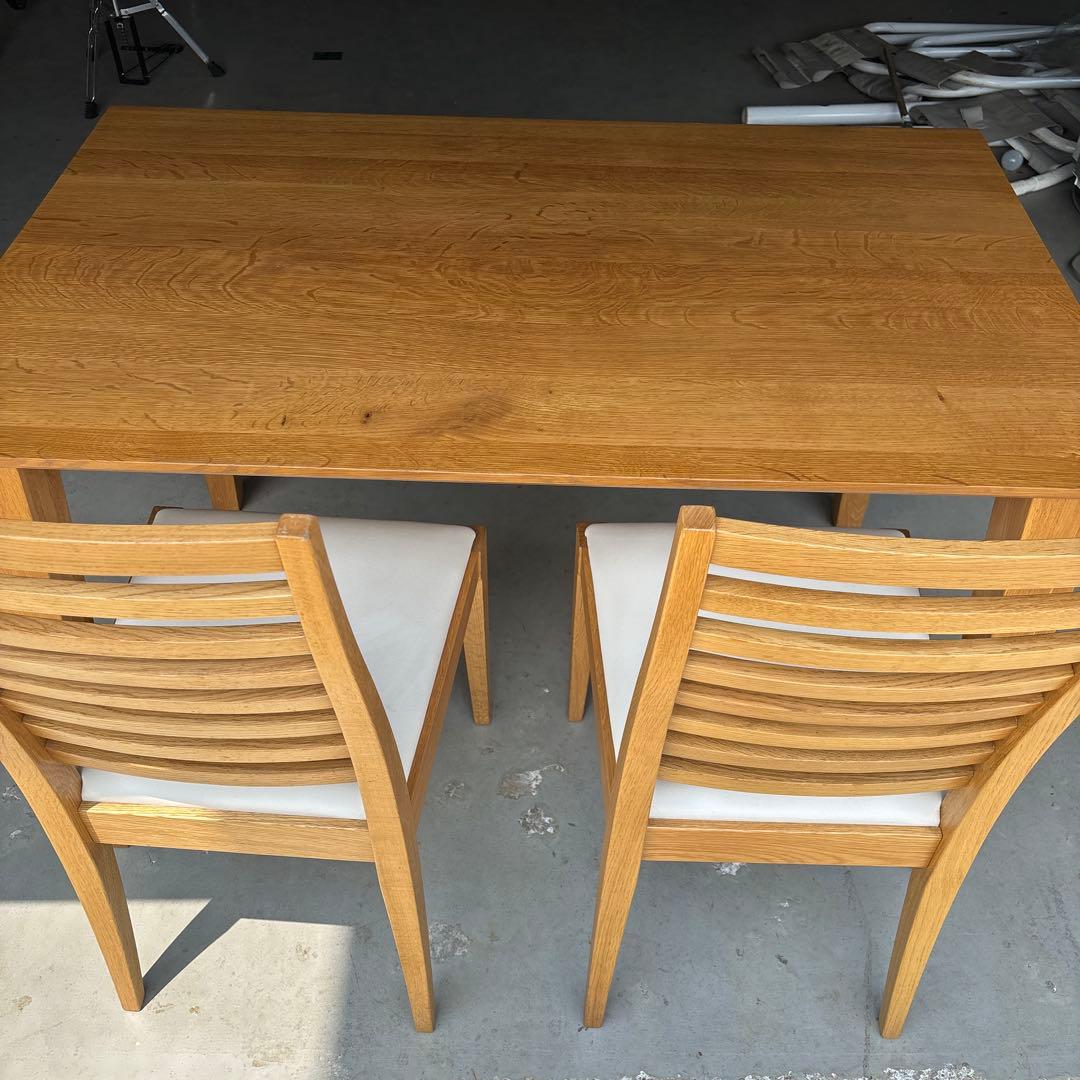 【美品】大塚家具 ダイニングテーブル＆チェア3脚セット 無垢材／引き取り限定