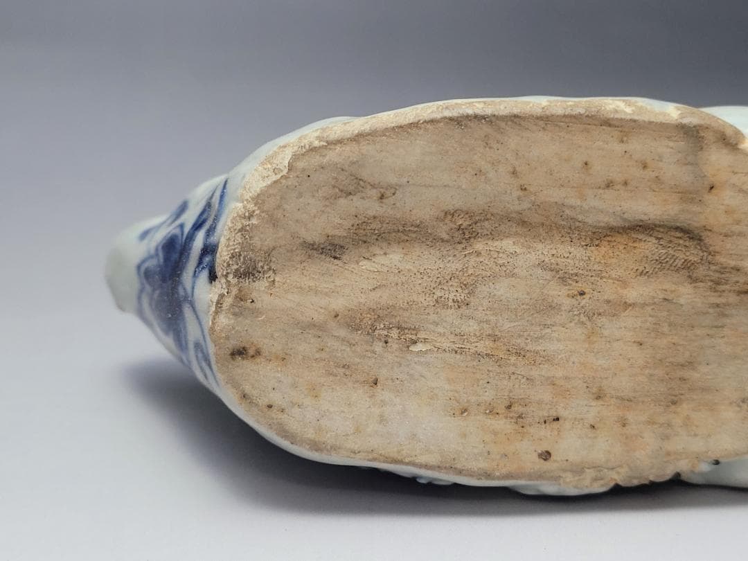 染付 リス型 松鼠型 折枝花紋 硯滴 水滴 明清時代 幅約11.1cm