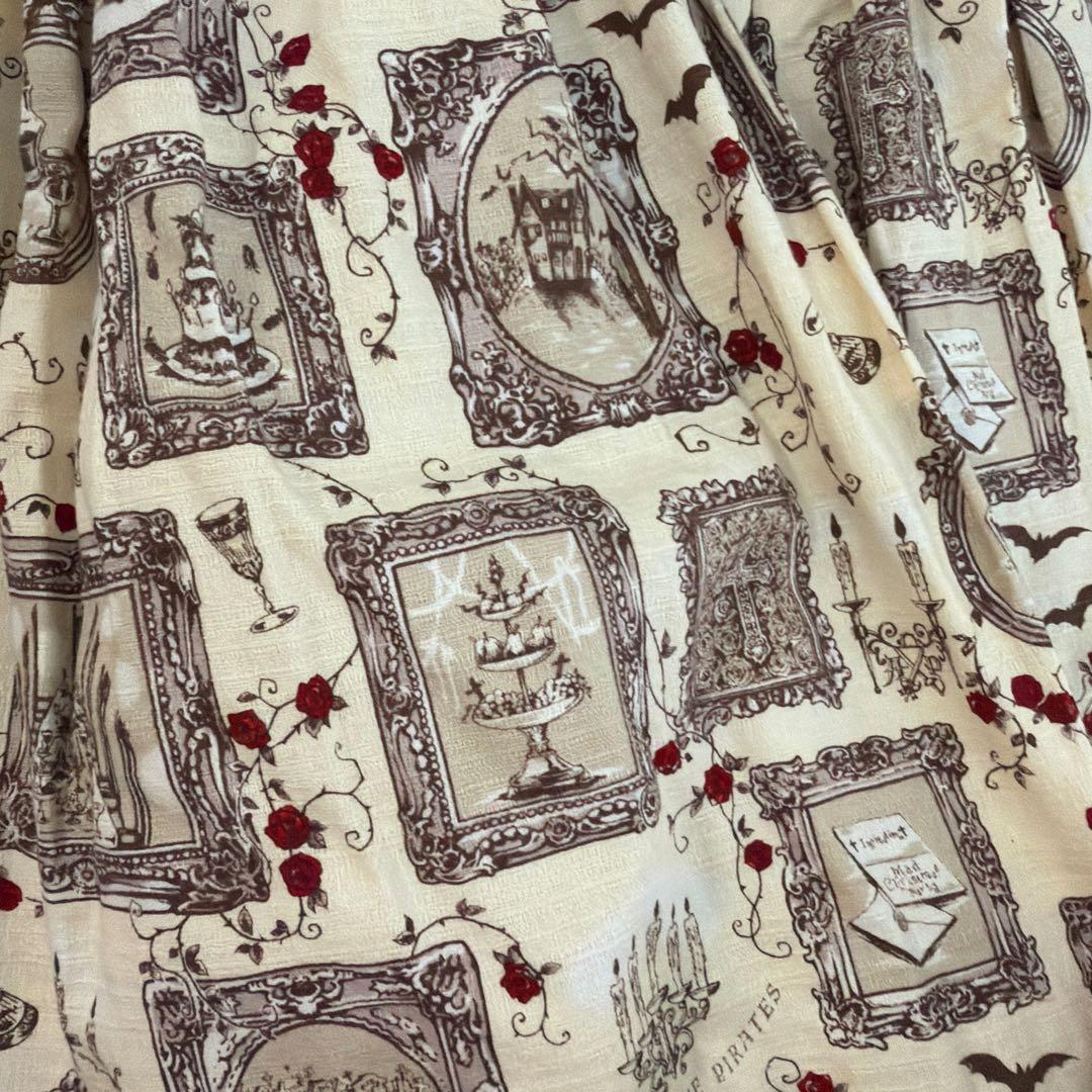 薔薇と額縁柄　スカート