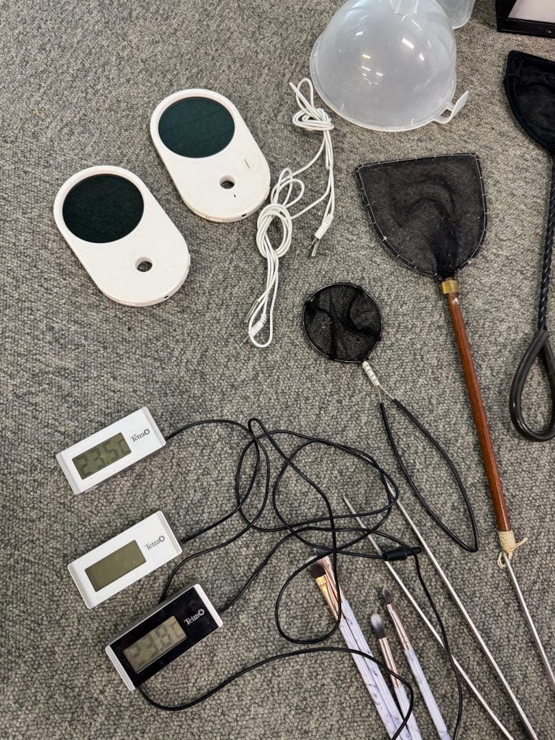 業務用メダカセット】網 水温計 スポイドなど 中古 水槽掃除用具セット