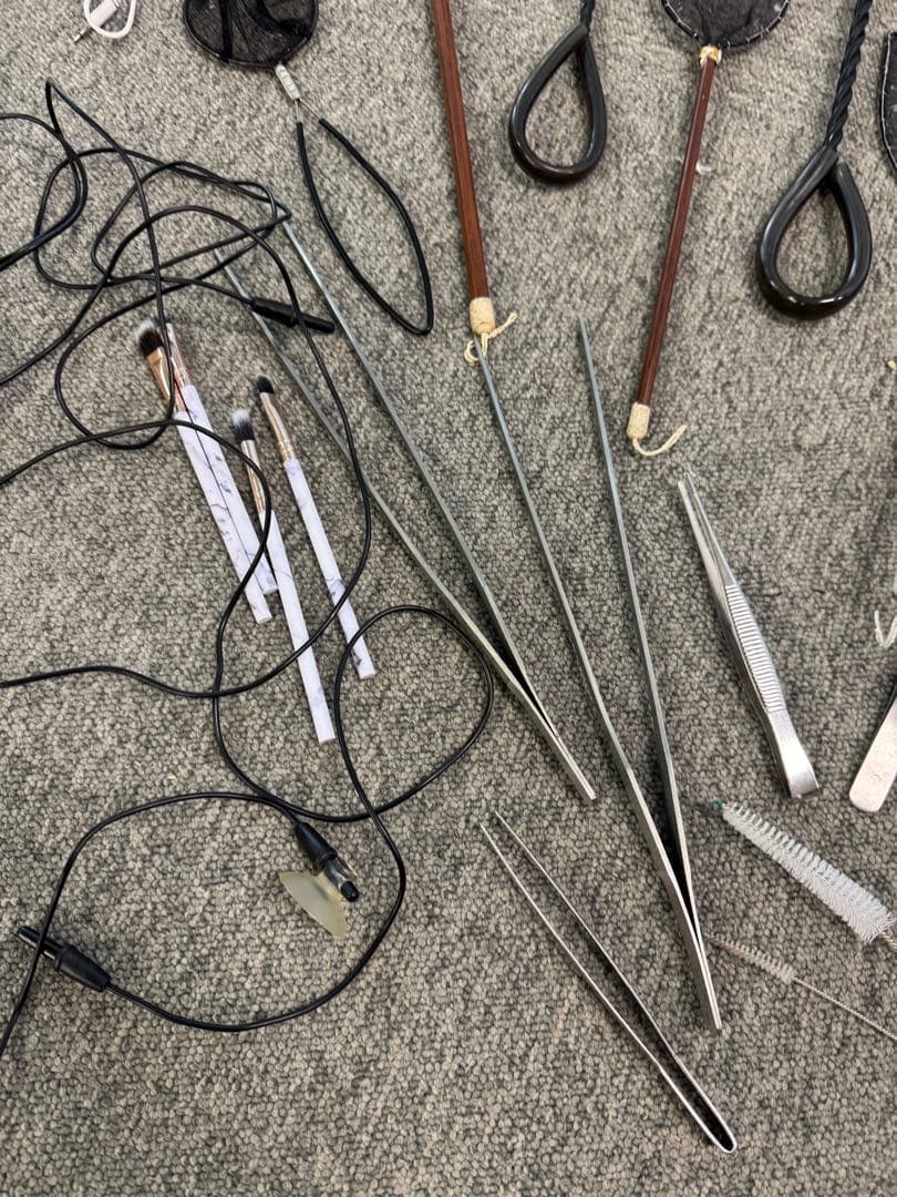 業務用メダカセット】網 水温計 スポイドなど 中古 水槽掃除用具セット