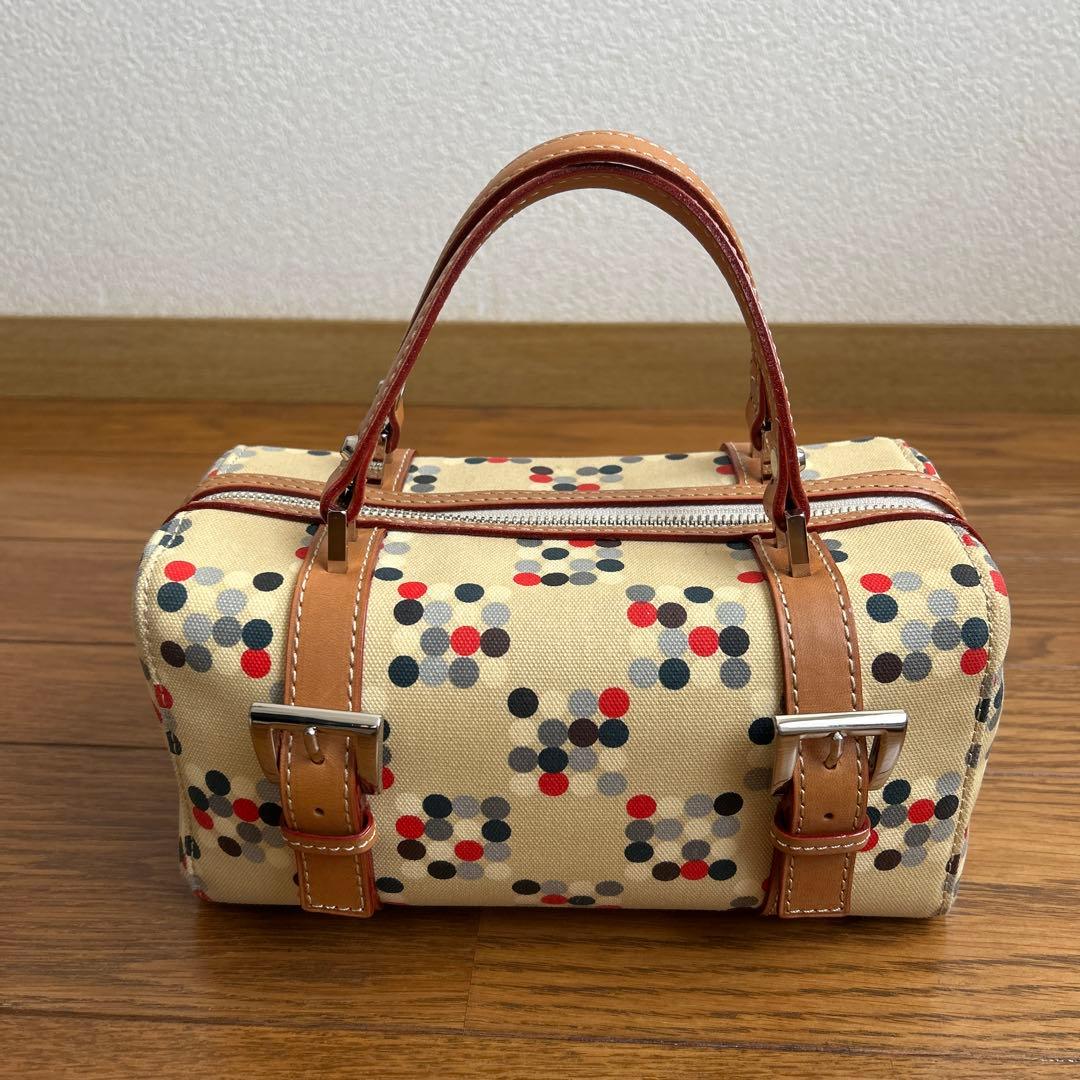 バーバリーブルーレーベル　ドット柄キャンバスミニボストンバッグ　レア