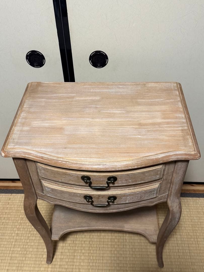 アンティーク調 サイドテーブル 花台 二段 インテリア シャビーシック