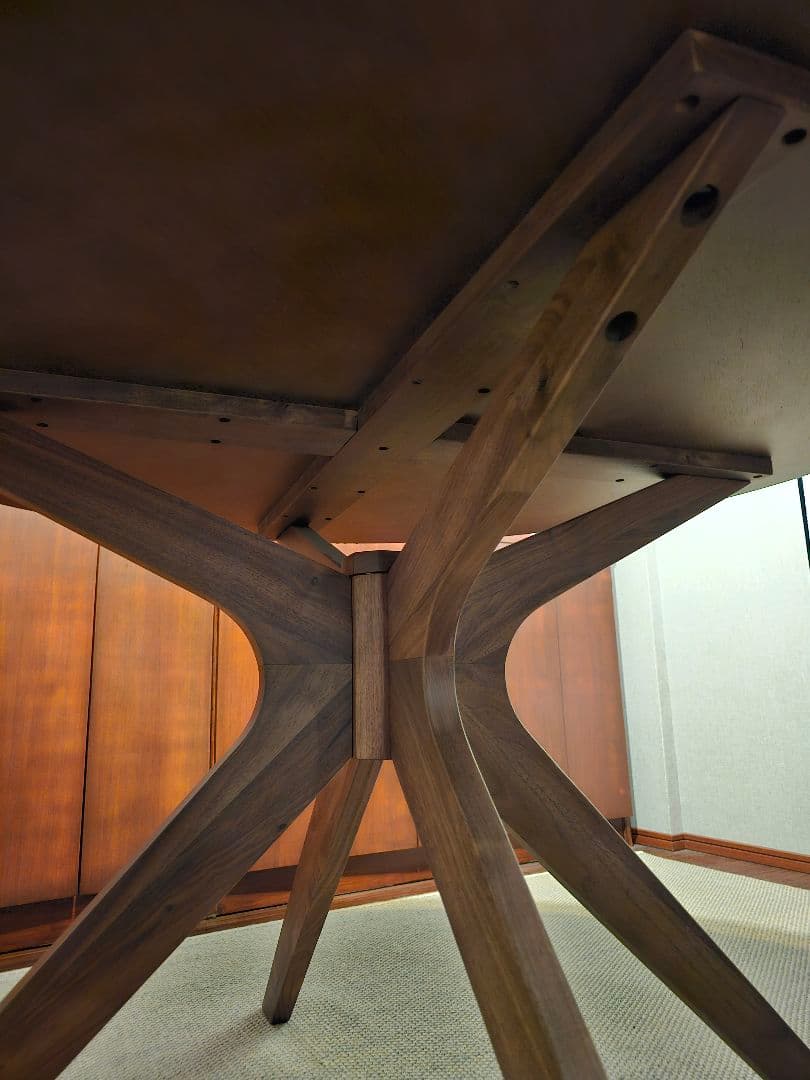 幅120cm 高さ72cm 丸テーブル 北欧 光線張り テーブル ウォールナット