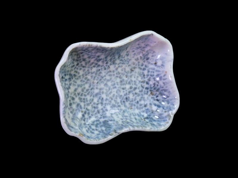 古伊万里　染付　型刷印判　氷裂紋の図　変形皿　江戸期　E655AS-fbsu