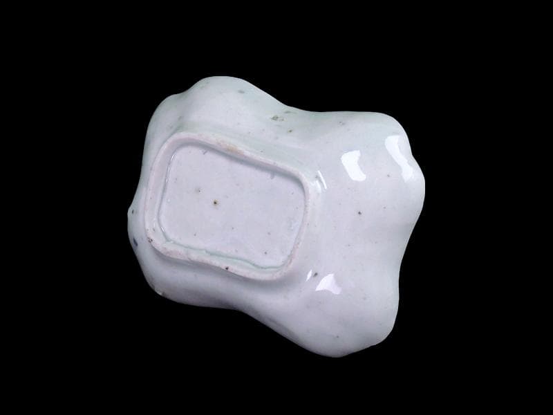 古伊万里　染付　型刷印判　氷裂紋の図　変形皿　江戸期　E655AS-fbsu