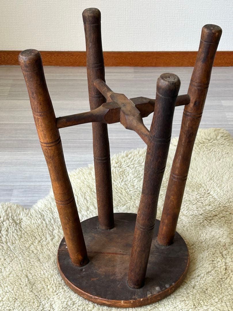アンティーク 木製スツール　丸椅子　アトリエ　ビンテージ　古道具　チェア　レトロ