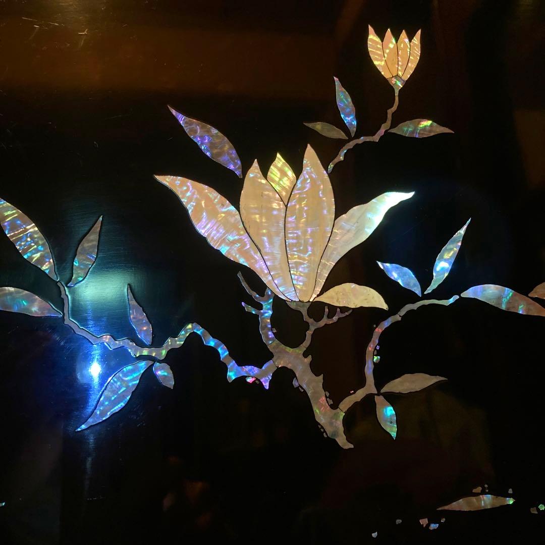 脇取盆 螺鈿象嵌 漆器　長盆 工芸品