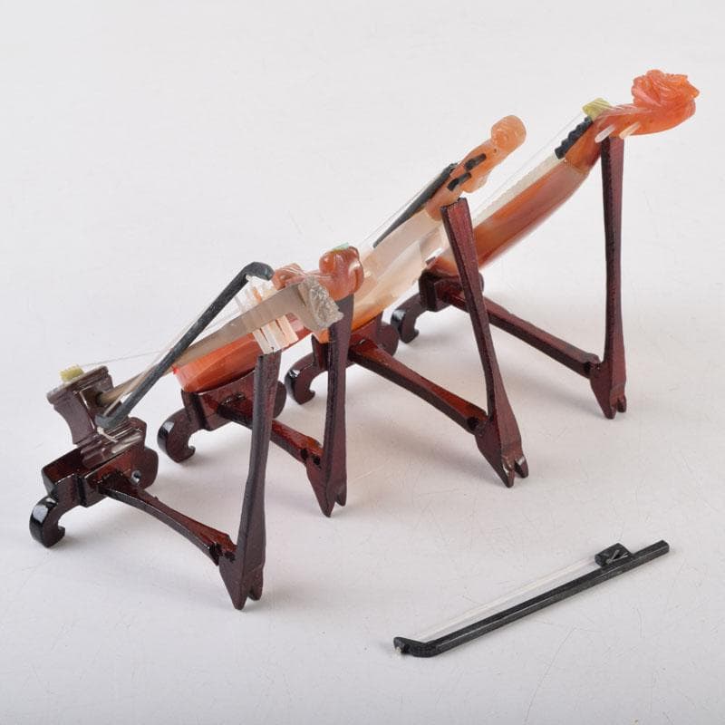 中国 赤瑪瑙彫刻 小さな楽器 弦楽器など 4点 箱付 V 9210