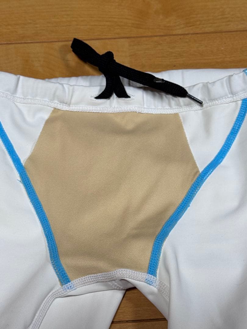 一回使用】ミズノ fina付き 白水着 Mサイズ ハーフスパッツ