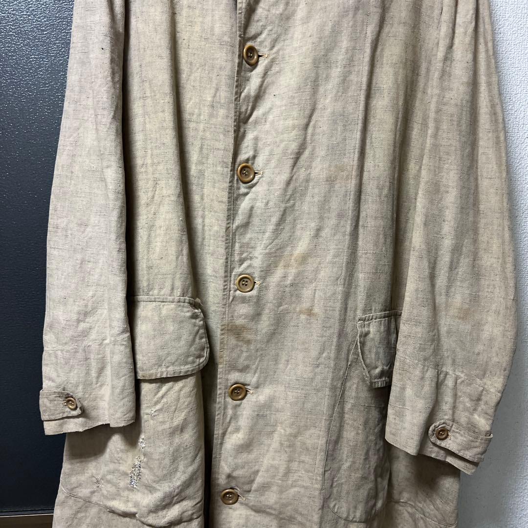20s 30s french vintage リネン ダスターコート チンスト