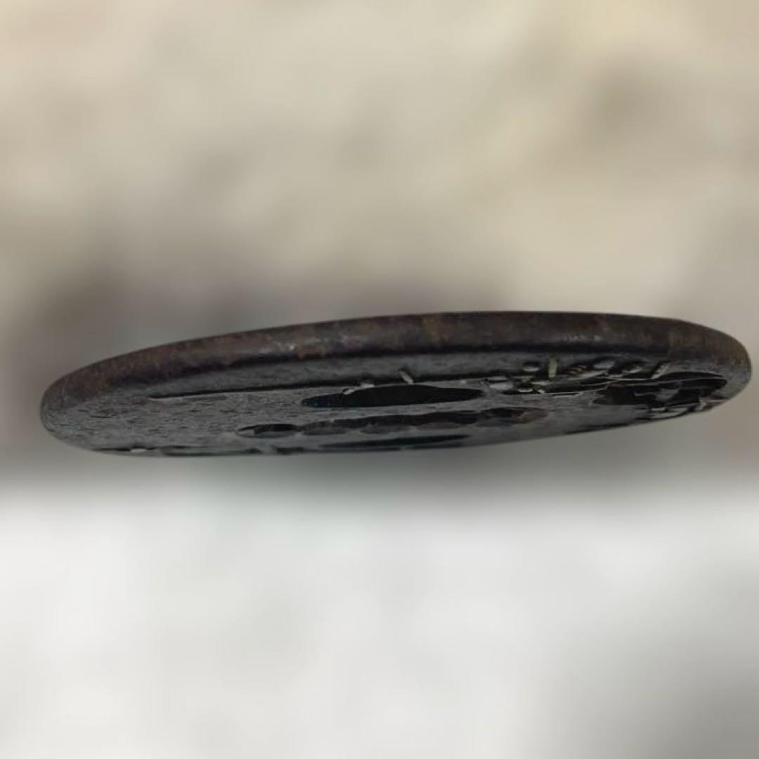 B-23 鍔　透かし彫り　金銀象嵌　武具　刀装具　アンティーク　美術品　工芸品