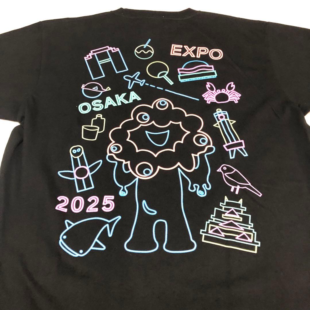 新品☆ミャクミャク☆Tシャツ☆L☆黒☆蛍光☆大阪万博☆大阪名所