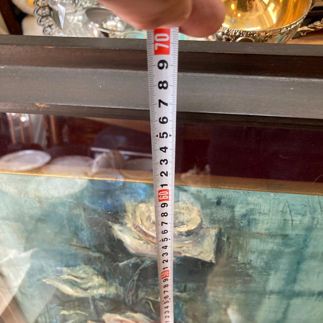 T.kuroda バラの油彩画　アンティーク　黒田保