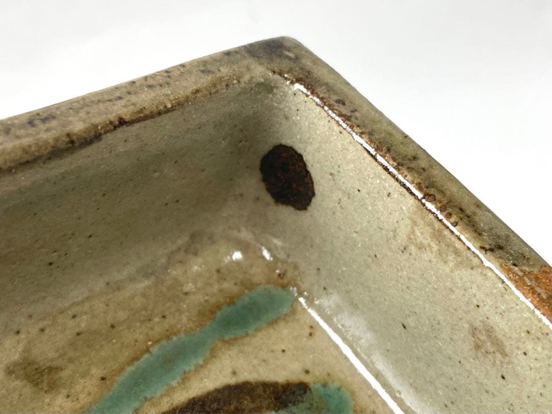 陶芸家作者不明濱田庄司？民芸民藝描文様角皿角鉢四角皿