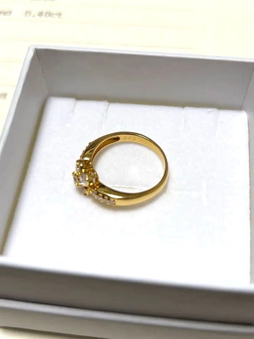 保証書付きPonte vecchio K18YGダイヤモンドリング0.40ct