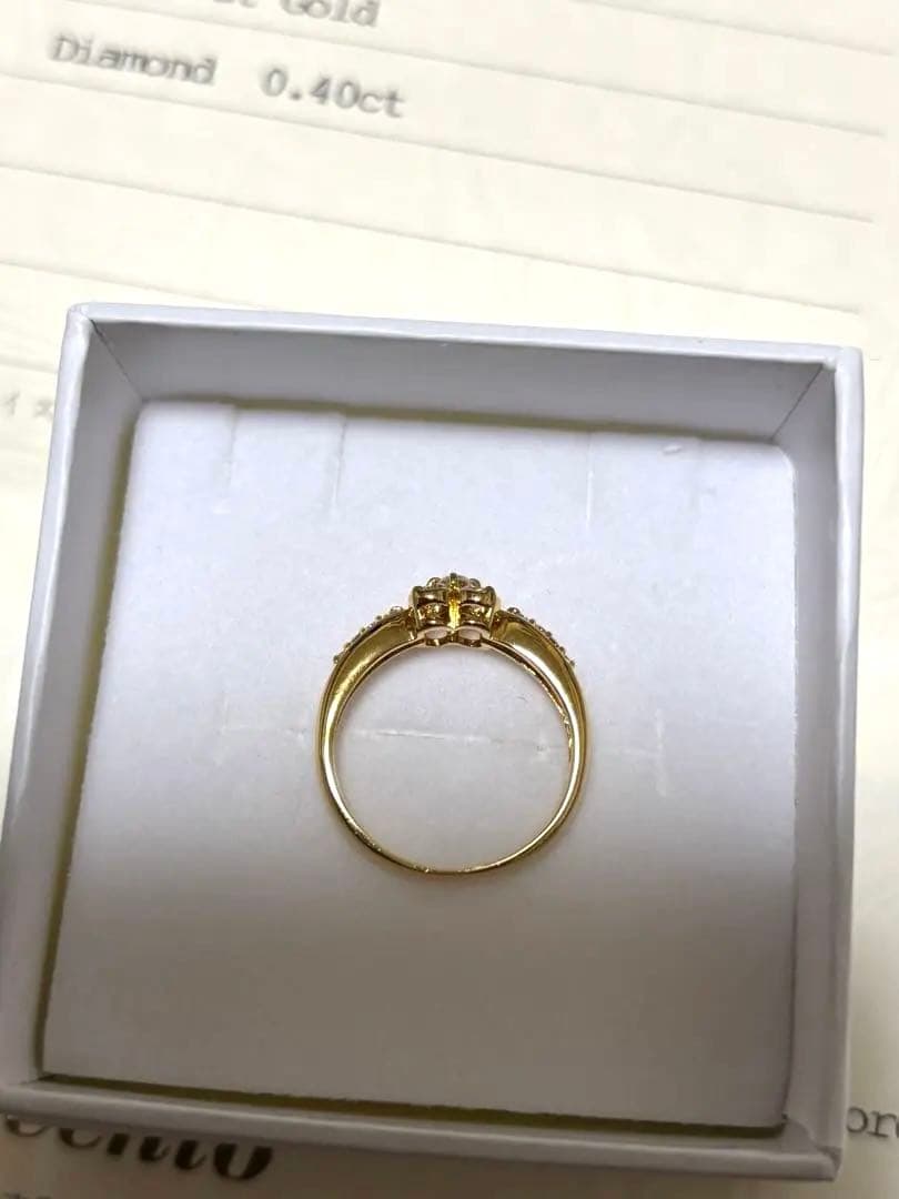 保証書付きPonte vecchio K18YGダイヤモンドリング0.40ct
