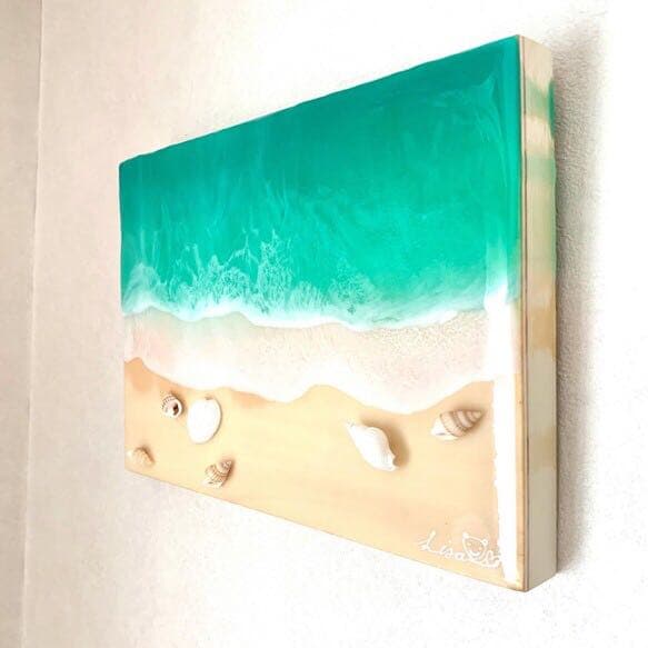 エメラルドグリーンの海  レジンアート