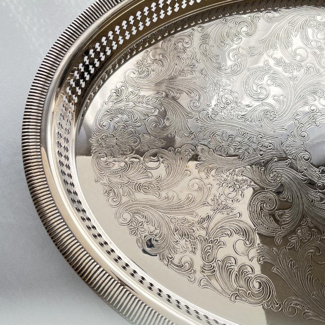 RODD】ギャラリートレー オーバル型 47cm 【シルバープレート】 大盤