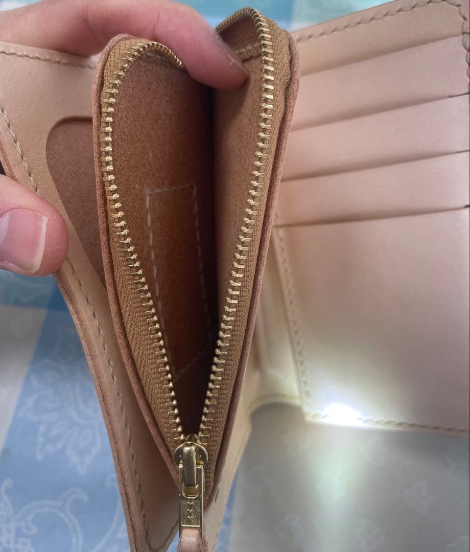 doさん専用　ミドルウォレット　手染め　青　本革　ハンドメイド