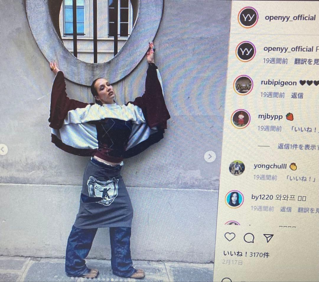 新品タグ付 open yy オープンワイワイ 韓国ブランド 変形スカート黒