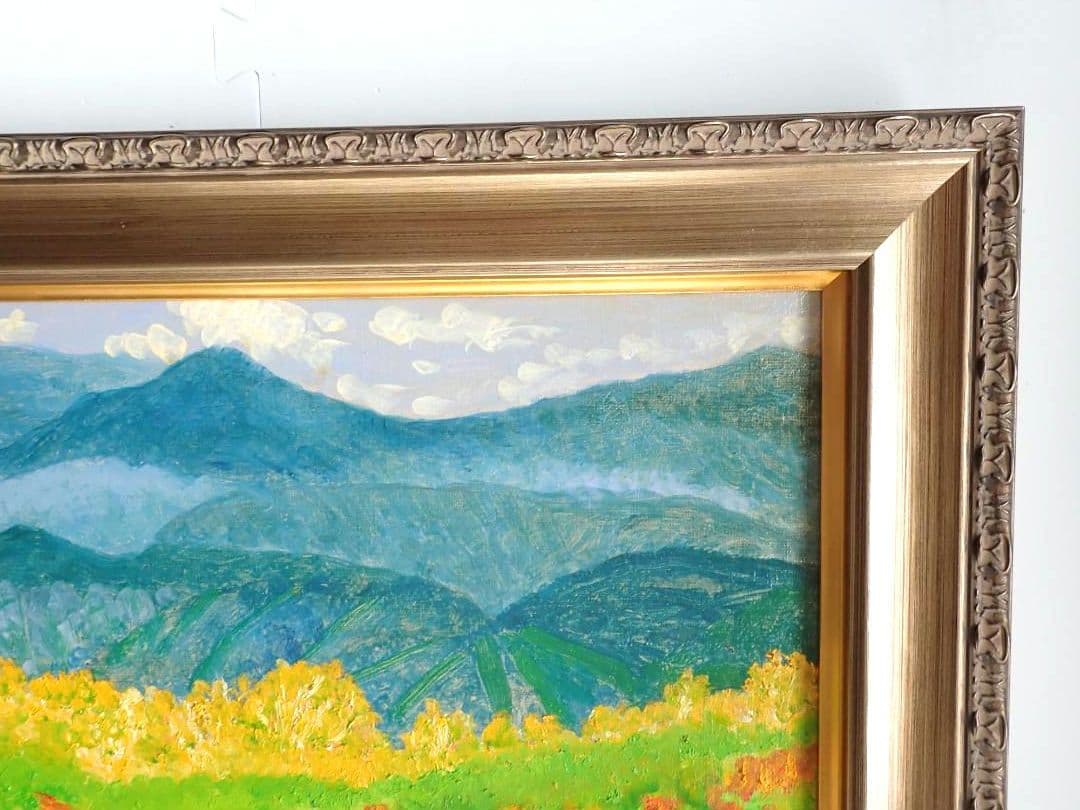 油絵/油彩 額縁 F10〔題名 乗鞍〕匿名発送・送料込