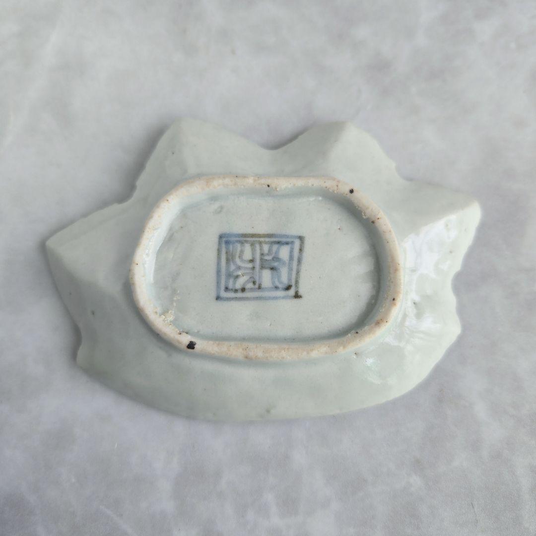 古伊万里　白磁　変形小皿　紅葉　江戸時代　アンティーク　骨董　金継ぎ　金直し